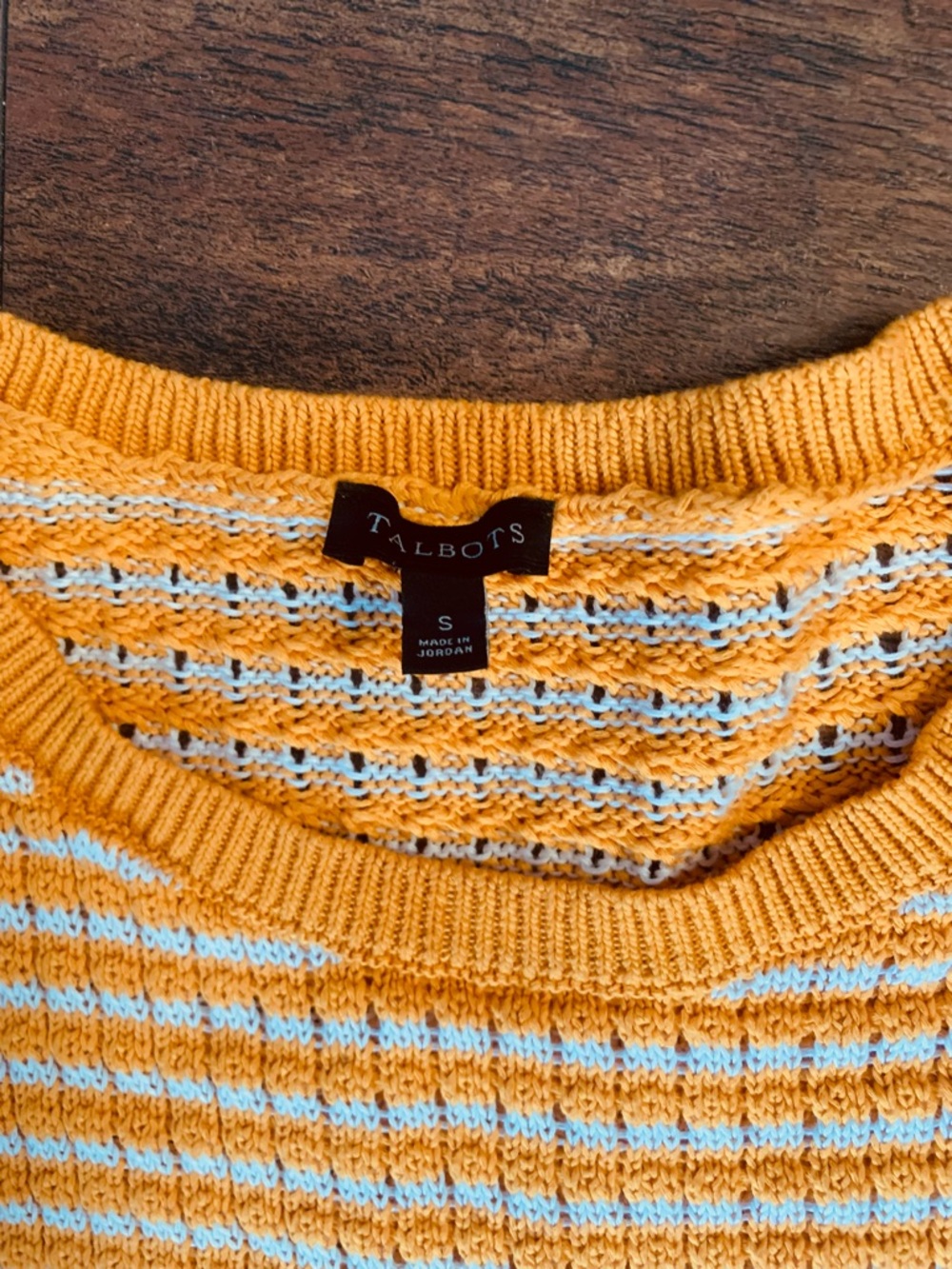 Talbots Orange and White Striped Crewneck Sweater - Picture 2 of 4